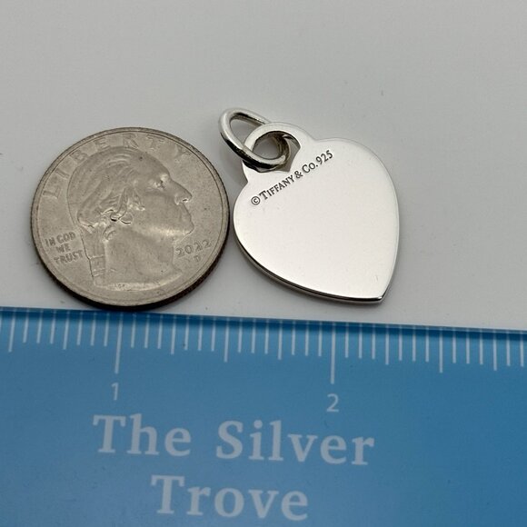 Tiffany & Co Sterling Silver Engravable Blank Heart Tag Charm or Pendant GENUINE - Picture 7 of 8